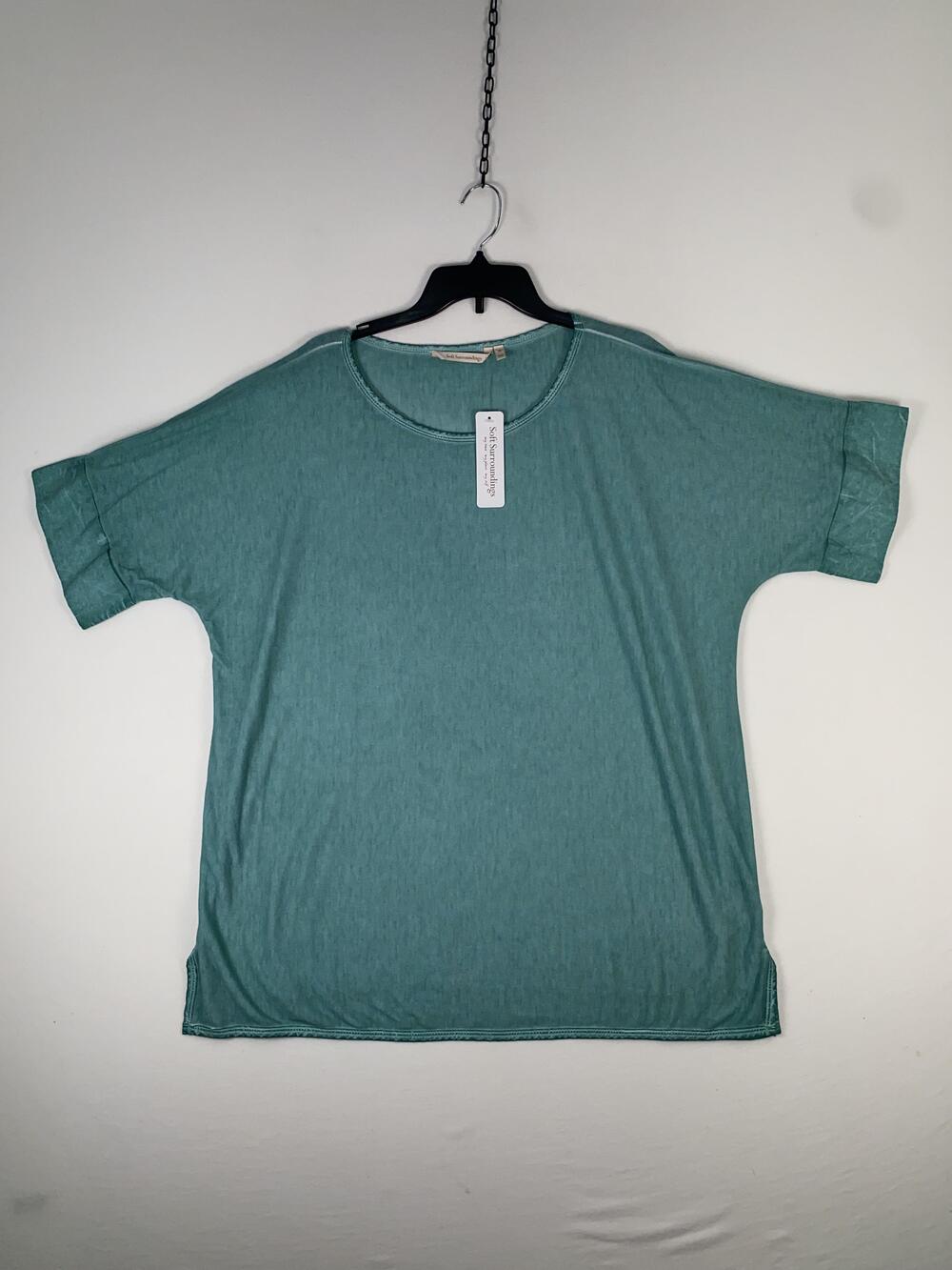 Soft Surroundings T-shirt Womens XL Turquoise Short Sleeve Dolman Tunic Top